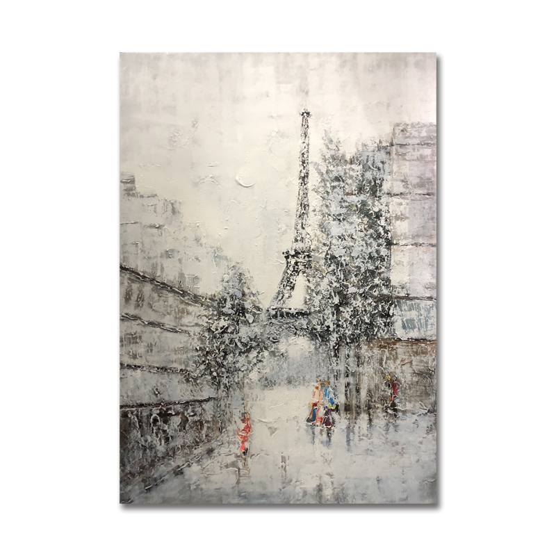 Nieuw Product Handgeschilderd kunstwerk Moderne Abstracte Stijl Muur Eiffel Landschap Decoratie Olieverfschilderij