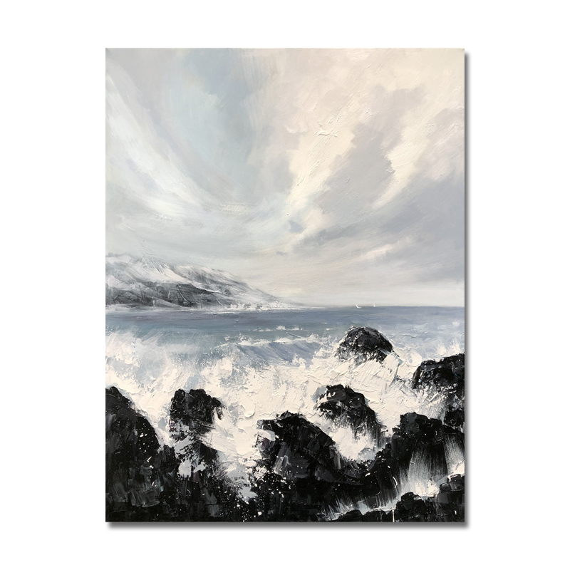 Moderne landschap wanddecoratie schilderij abstracte handgemaakte zee olieverfschilderij